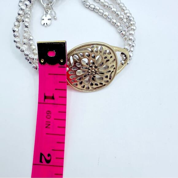 Lucky Brand Sugar Plum Bracelet NWT Three Strand Costume Jewelry Two tone Metal - Picture 5 of 9